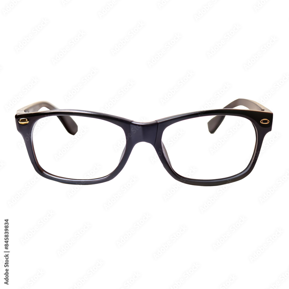 Black Square Rimmed Eyeglasses on Transparent Background Black Square Rimmed Eyeglasses on Transparent Background