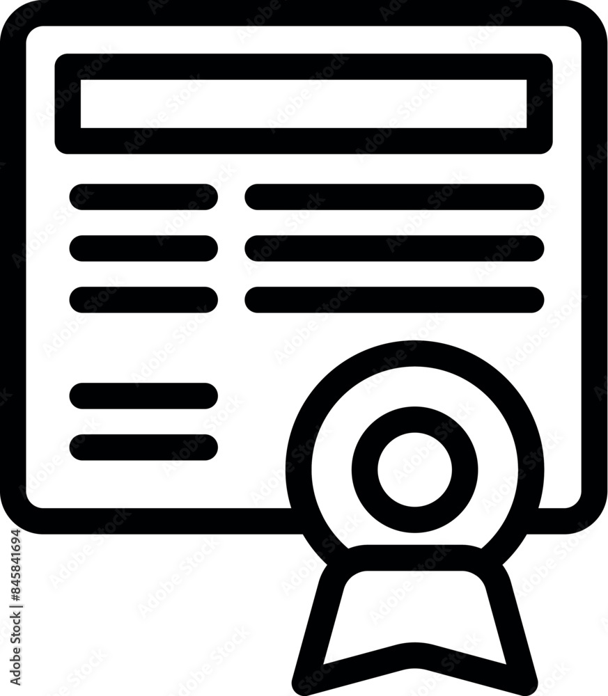 Line icon style illustration of a diploma representing graduation and success Line icon style illustration of a diploma representing graduation and success