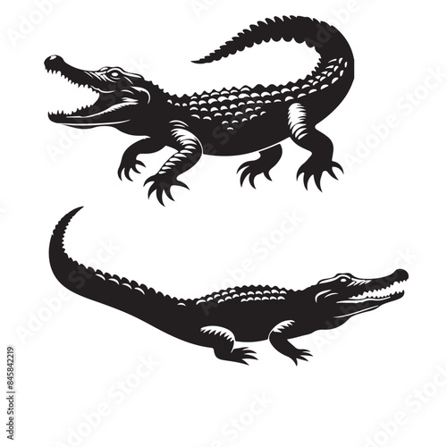 crocodile silhouette vector illustration.eps