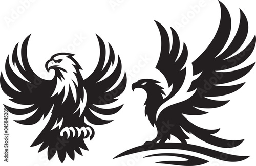  set of eagle hade logo vector illustration 