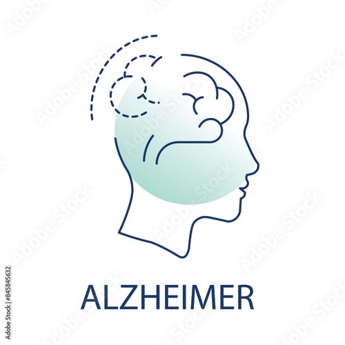 Alzheimer Icon - Cognitive Decline, Memory Loss, and Brain Health Symbol.