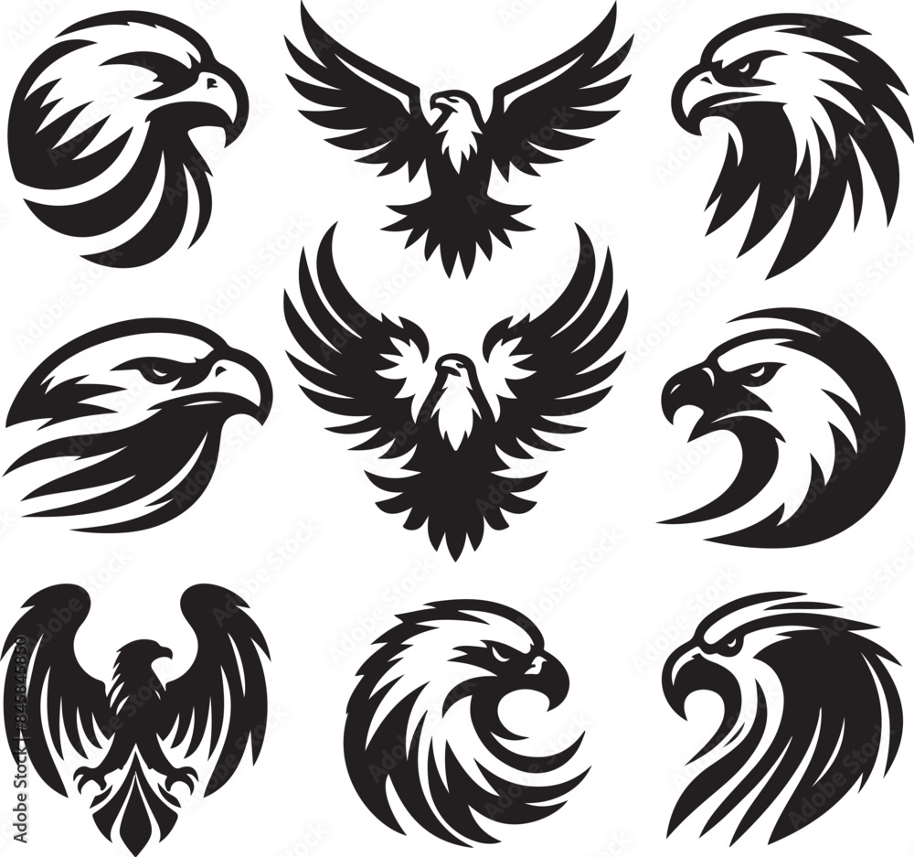 set of eagle hade logo vector illustration set of eagle hade logo vector illustration