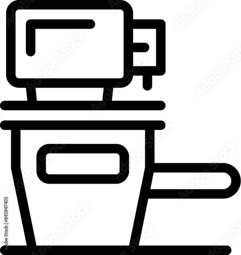 Line icon of a milling machine, a powerful tool used in manufacturing to cut and shape metal workpieces