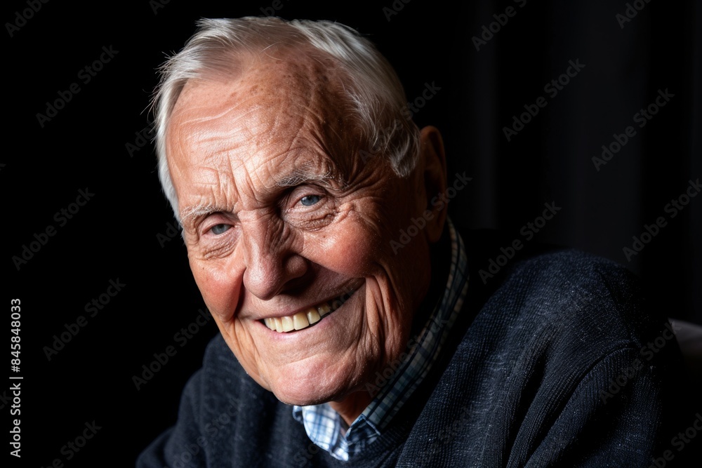 Elderly man smiling warmly in a close-up portrait Elderly man smiling warmly in a close-up portrait