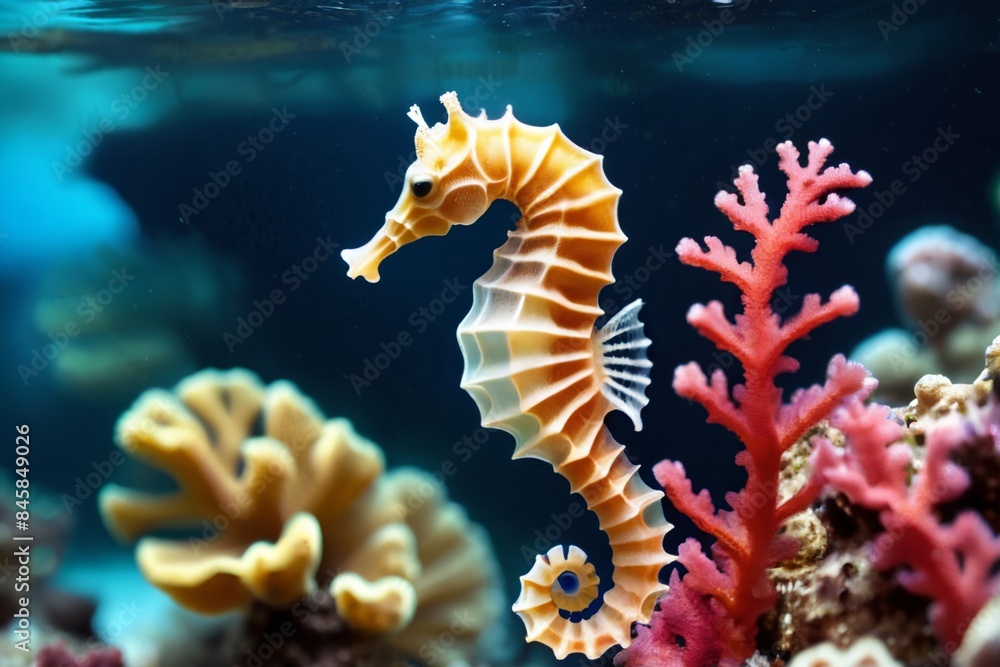 Seahorse on the background of a coral reef. Seahorse on the background of a coral reef.