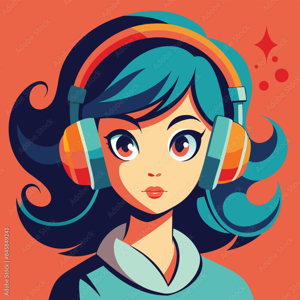Retro Girl Immersed in Music Retro Girl Immersed in Music