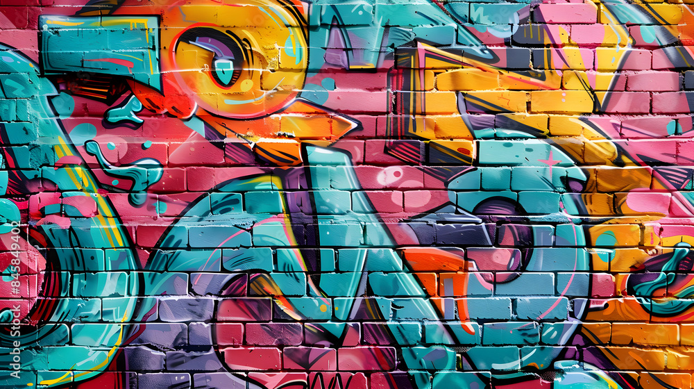 Wall with bright graffiti Wall with bright graffiti