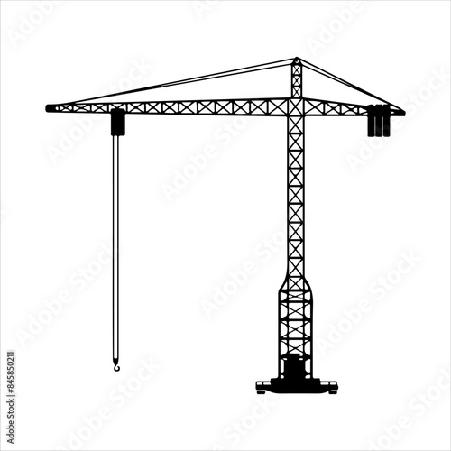 Tower crane silhouette isolated on white background. Tower crane icon vector illustration design.