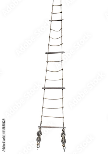 A nautical rope ladder isolated on the transparent background