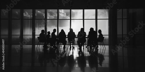 Silhouetted business meeting in white and black © Mr. Stocker
