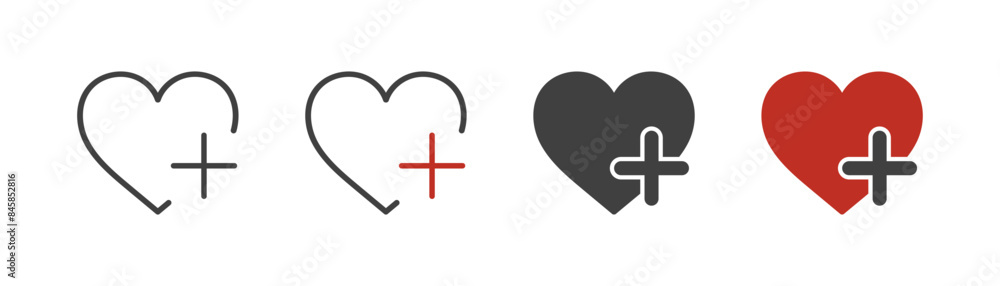 set of heart icons on white background set of heart icons on white background