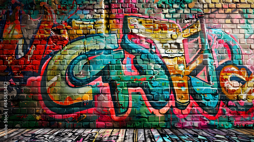 Fototapeta premium Wall with bright graffiti