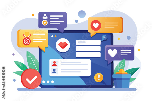 A digital marketing strategy with social media engagement and customer feedback.