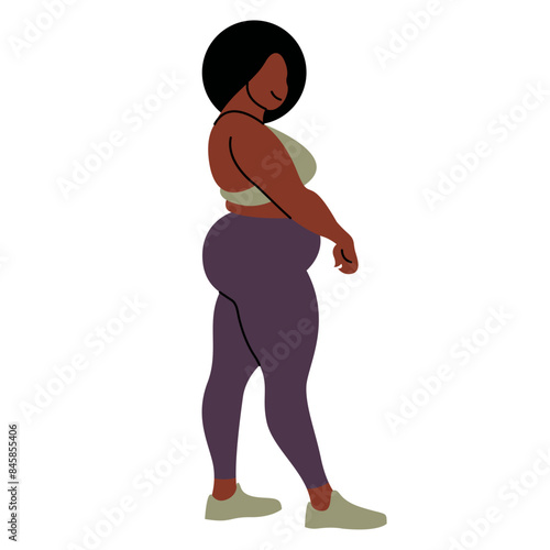 black woman in purple leggings, side view clip art preview