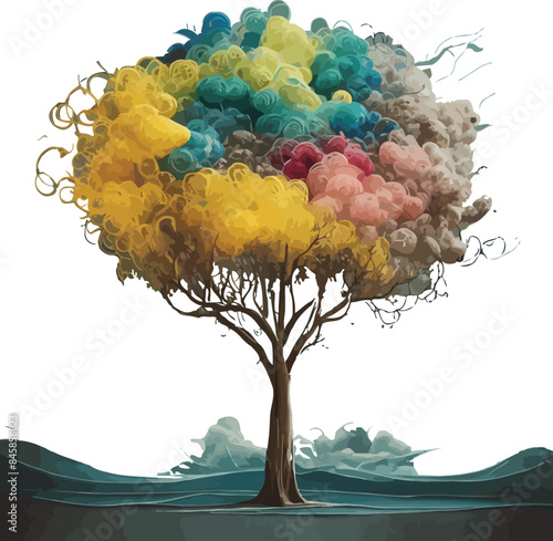 Fantastic of therapeutic art using abstract shapes express their emotions.AI generative.