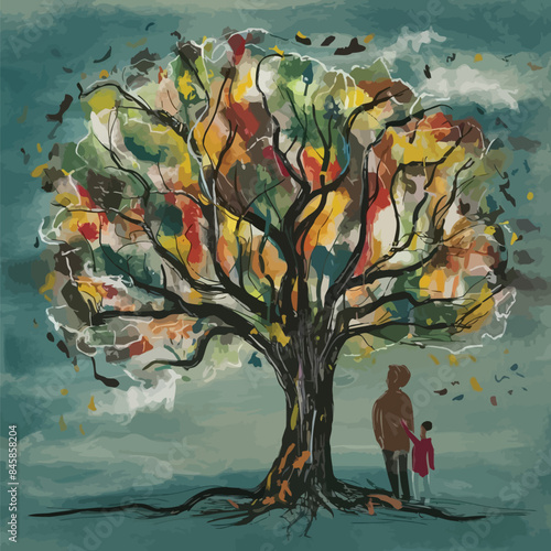 Fantastic of therapeutic art using abstract shapes express their emotions.AI generative.