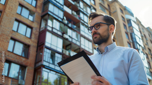 Images of a property manager conducting routine inspection
