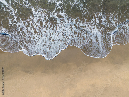 Obraz na plátně Beach shore wave background view from above