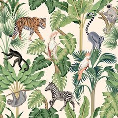 Papier peint photo Paysage patrons Animaux jungle tigre zèbre tropical  © good_mood