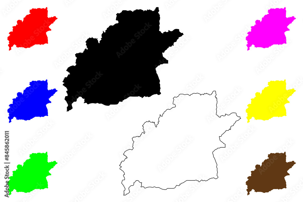 Fototapeta premium Sibiu County (Administrative divisions of Romania, Centru development region) map vector illustration, scribble sketch Sibiu map