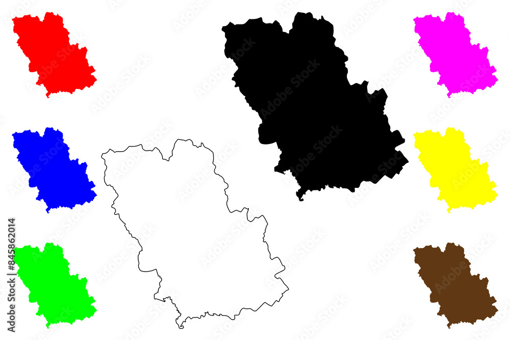 Prahova County (Administrative divisions of Romania, Sud - Muntenia development region) map vector illustration, scribble sketch Prahova map.... Prahova County (Administrative divisions of Romania, Sud - Muntenia development region) map vector illustration, scribble sketch Prahova map....