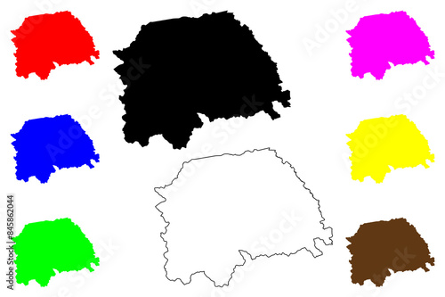 Suceava County (Administrative divisions of Romania, Nord-Est development region) map vector illustration, scribble sketch Suceava map..
