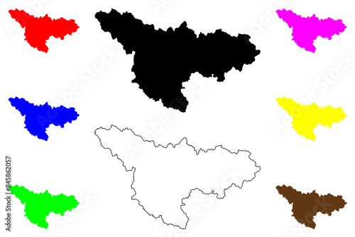 Timis County (Administrative divisions of Romania, Vest development region) map vector illustration, scribble sketch Timis map..