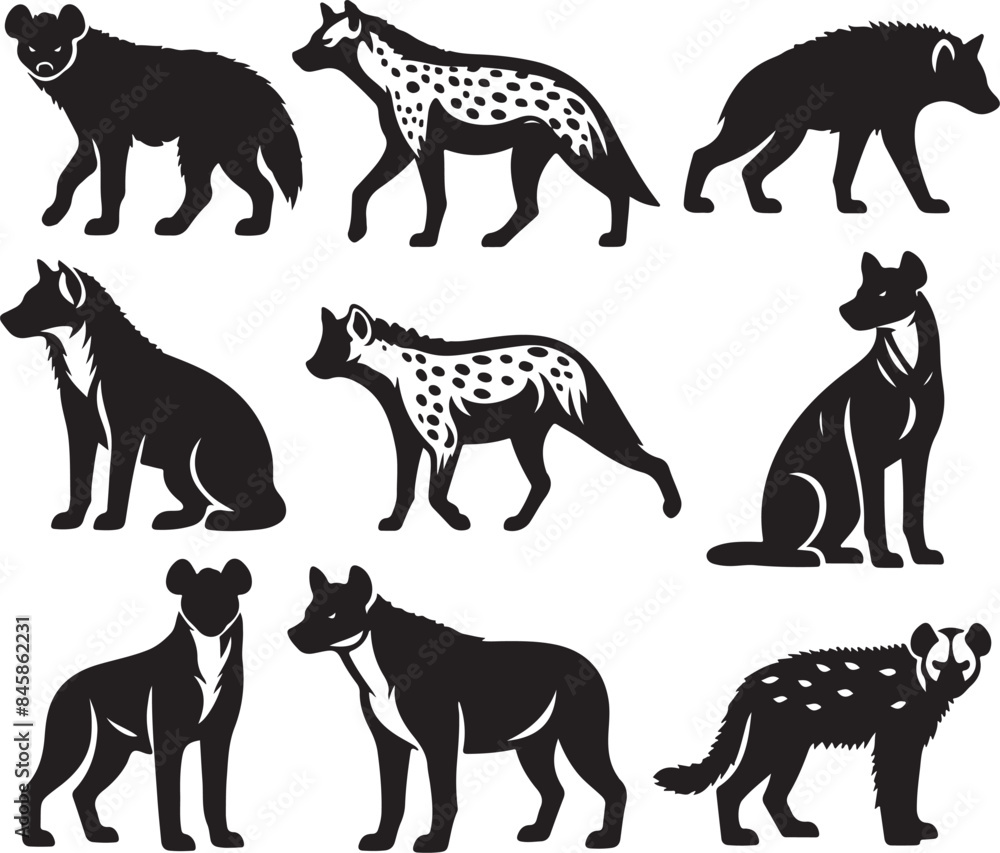 Obraz premium hyena silhouette bundle vector