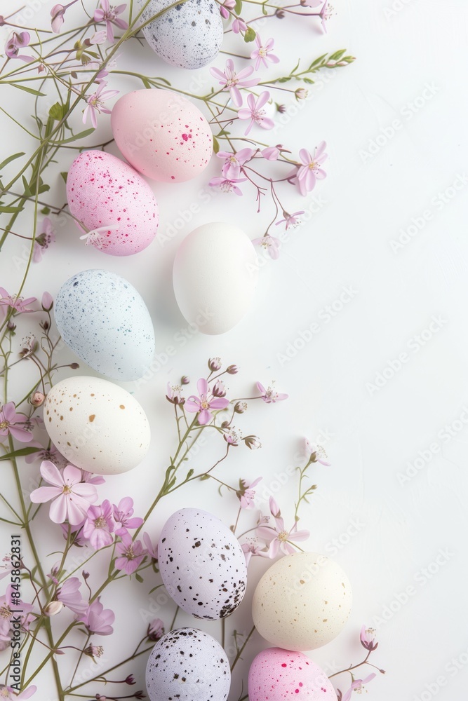 Pastel Easter Eggs with Pink Flowers Pastel Easter Eggs with Pink Flowers