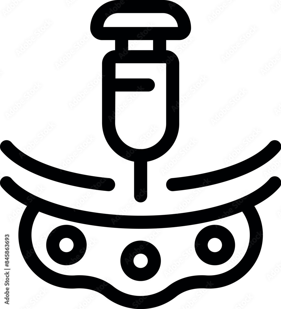 Icon of a syringe injecting a substance into cells, representing scientific research, medical treatment, and cellular therapies Icon of a syringe injecting a substance into cells, representing scientific research, medical treatment, and cellular therapies