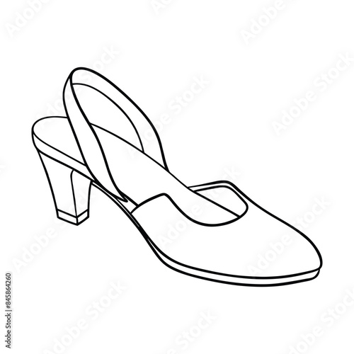 Detailed vector illustration of a high-heeled slingback shoe with a modern design and clean lines