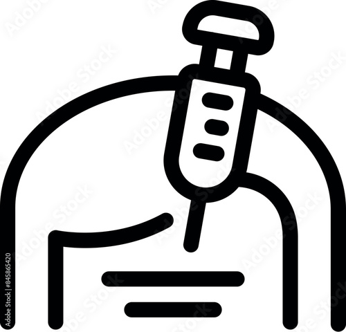 Doctor giving injection icon, syringe injecting vaccine, flu shot, vaccination symbol