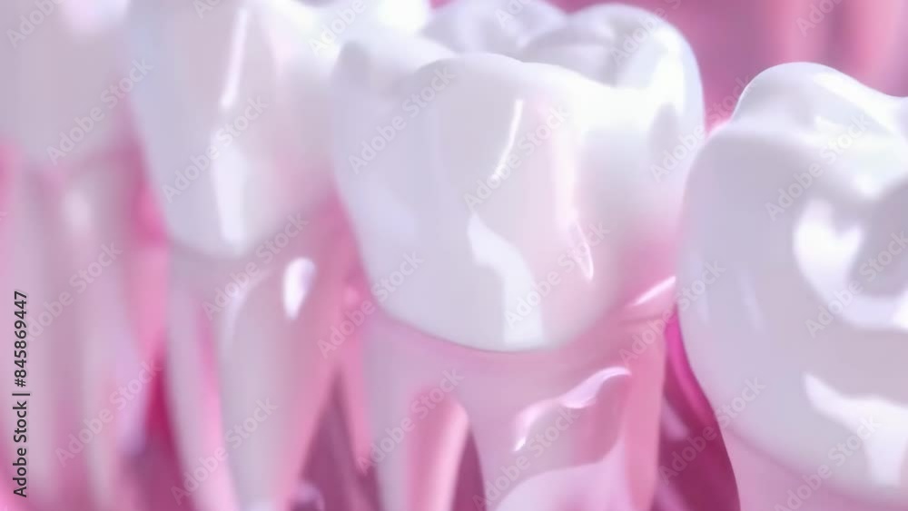 A detailed close-up image of healthy white teeth with glossy enamel situated within the pink gums. The vibrant colors and high resolution highlight the health and cleanliness of the teeth. A detailed close-up image of healthy white teeth with glossy enamel situated within the pink gums. The vibrant colors and high resolution highlight the health and cleanliness of the teeth.
