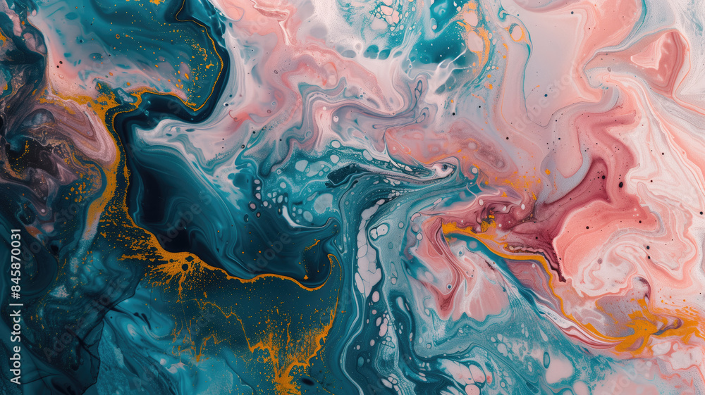 Fototapeta premium Marble, ink, paint, abstraction. Close - up image. Colorful abstract painting background. Oil paint with a high textured texture. Art to print. Printable artwork, Generative AI 