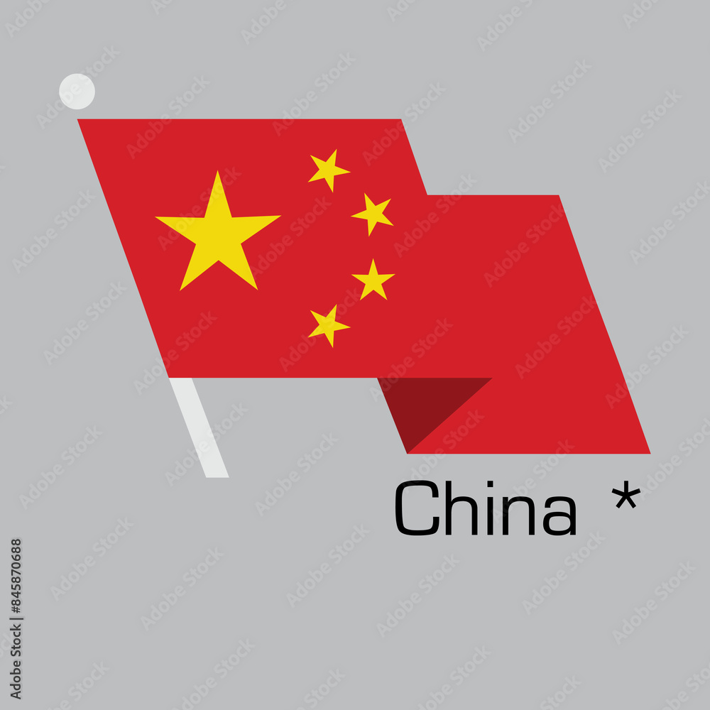 New Year with CHINA flag vector design. Waving flag banner style. Vector illustration, Eps 10 New Year with CHINA flag vector design. Waving flag banner style. Vector illustration, Eps 10