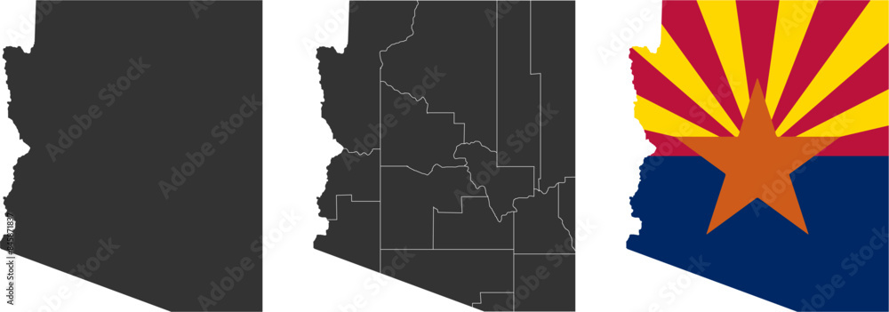 Arizona state of USA. Arizona flag and territory. States of America ...