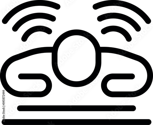Parking sensor icon, represented by a round sensor emitting radio waves to detect obstacles