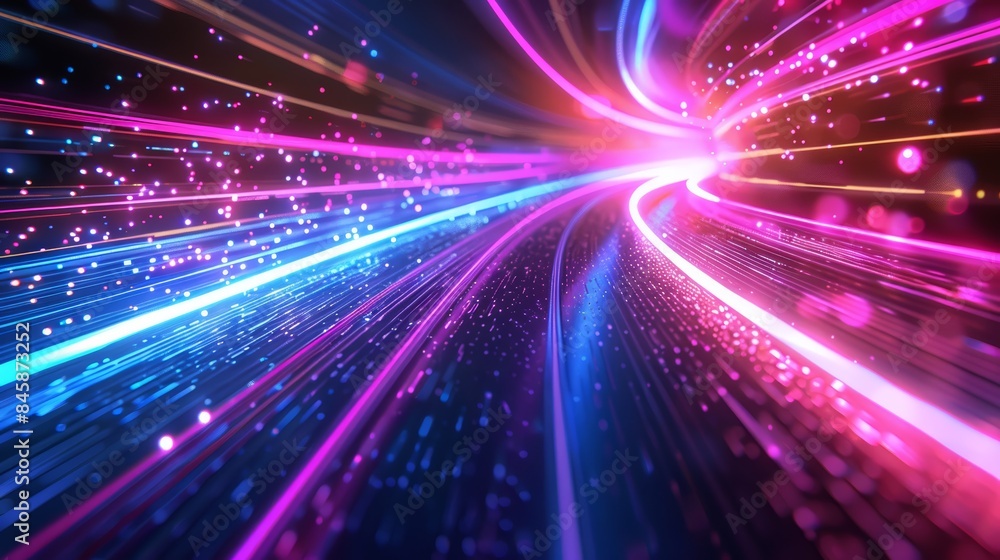 Neon light streaks in bright hues, forming a high-speed warp effect, ideal for cutting-edge tech presentations Neon light streaks in bright hues, forming a high-speed warp effect, ideal for cutting-edge tech presentations