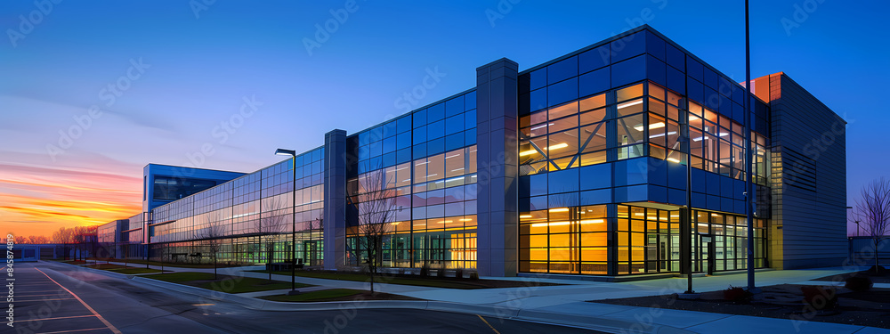 Fototapeta premium Innovative Industrial Architecture at Sunset