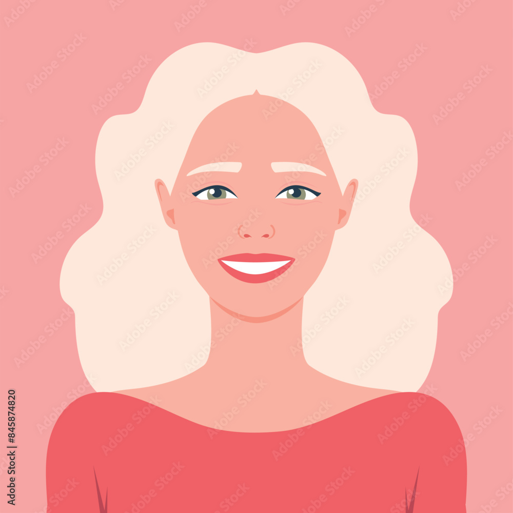 Portrait of a young smiling woman with blond hair. Avatar for social media. Vector illustration Portrait of a young smiling woman with blond hair. Avatar for social media. Vector illustration