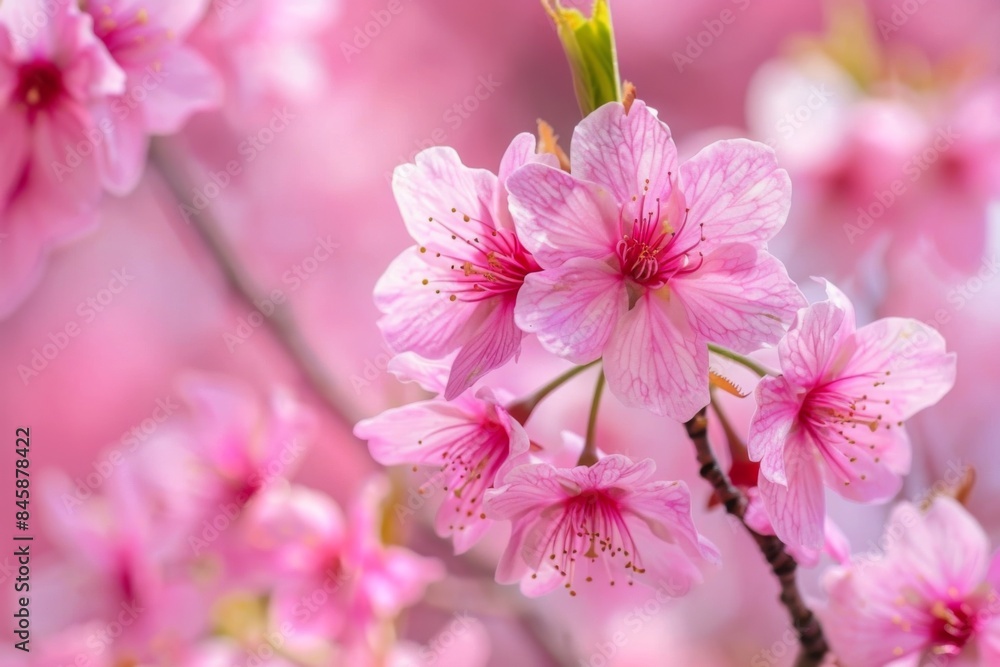 Fototapeta premium Close-Up of Pink Cherry Tree Blossoms.