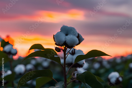 cotton flowerin the sunset photo