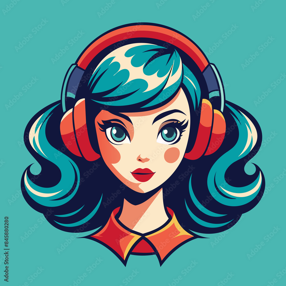 Retro Girl Immersed in Music Retro Girl Immersed in Music