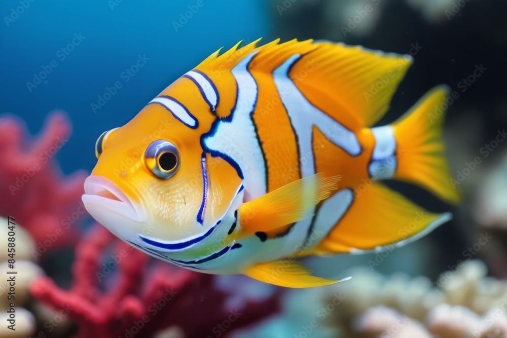 Fototapeta premium Colorful tropical fish on the background of a coral reef.