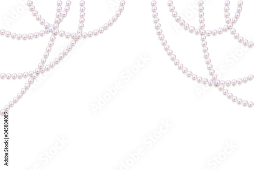 Pearls. Beads. Jewelry. Beautiful vector background. Garland. Festive decoration.