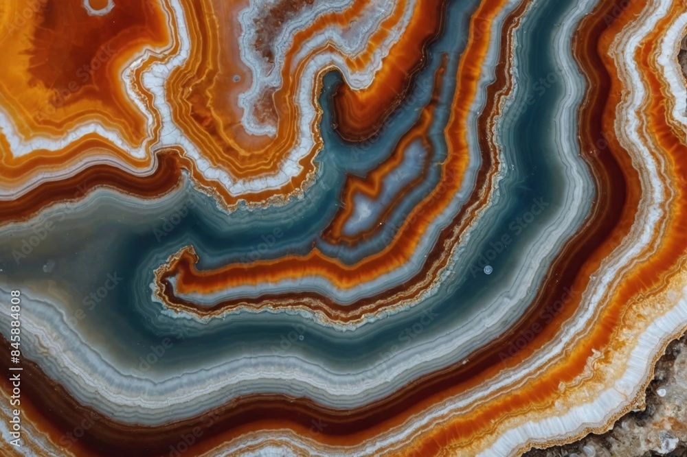 A Close-up of Slice of an Agate Gemstone Texture. A Close-up of Slice of an Agate Gemstone Texture.