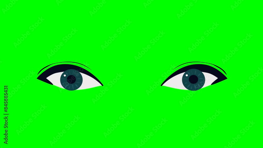 Animation or cartoon female drawn blue flashing on a green chromakey background for insertion Animation or cartoon female drawn blue flashing on a green chromakey background for insertion