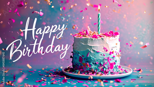 Happy Birthday Sign - Cake, Birthday Event, Party, Colorful Confetti