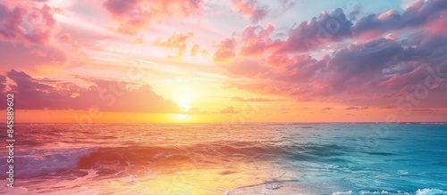 Beautiful coastal sunset ideal for wallpaper or background  showcasing vibrant colors and stunning natural scenery.