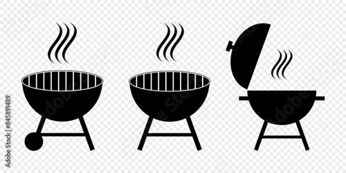 Grill bbq vector icon. Round empty barbecue grill